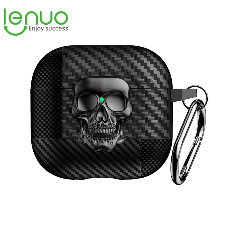 Lenuo Skull ล็อคหัวเข็มขัดชุดหูฟังสําหรับ AirPods Gen 4 anc Pro 2 3 1 AirPod Pro2 แอร์พอร์ด Case ปลอกพวงกุญแจ Dark สไตล์กันกระแทกฝาครอบเอียร์บัด