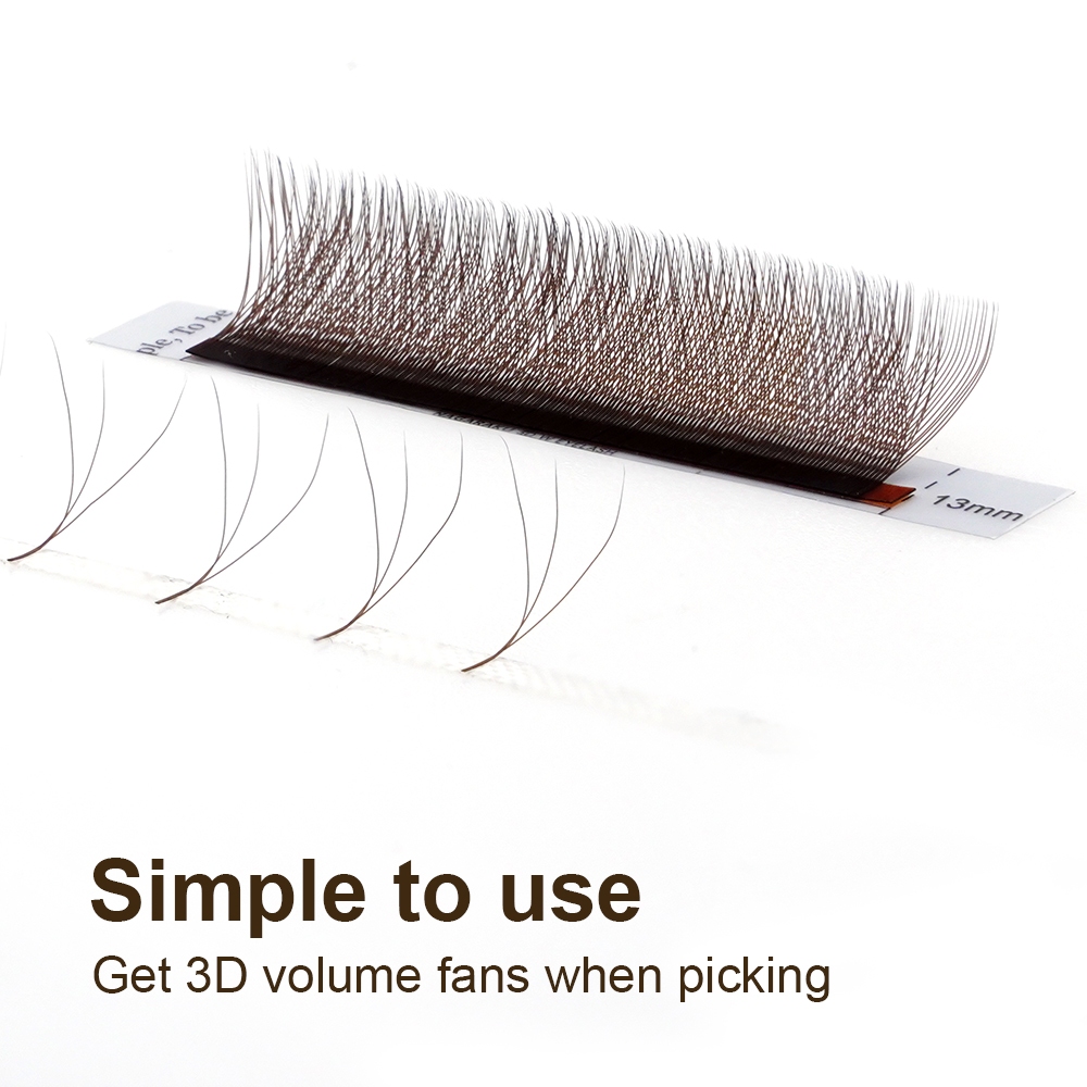 Nagaraku สีน้ําตาลดอกไม้อัตโนมัติ W รูปร่าง Bloom 3D Premade แฟน Eyelash Extensions ธรรมชาตินุ่มขนตาส่วนบุคคล Full Dense - รูปที่ 6