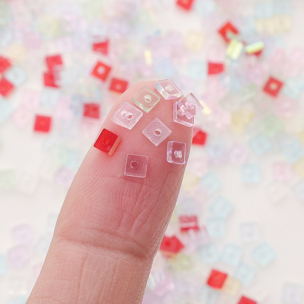 [1x3 มม.] ลูกปัดคริสตัลแก้วสี่เหลี่ยมแบนรูขนาดกลางสีใสแผ่นแบน DIY ทําด้วยมือ