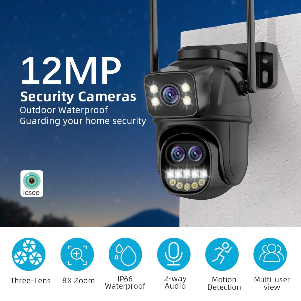 LLSEE ICSEE สามเลนส์ 12MP 6K 8X Optical Zoom รูปที่ 2