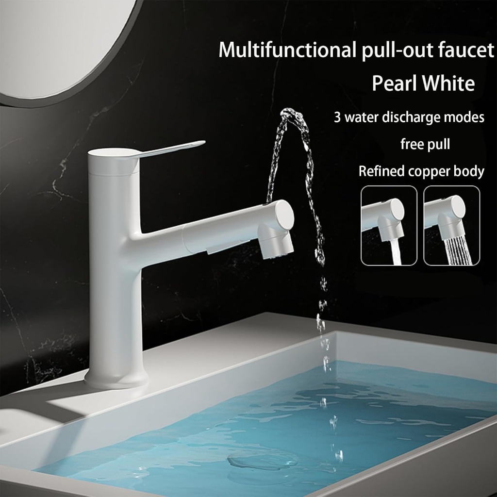 DDhome ก๊อกน้ำห้องน้ำ, 304 ก๊อกน้ำอ่างล้างหน้าสแตนเลสดึงก๊อกน้ำ