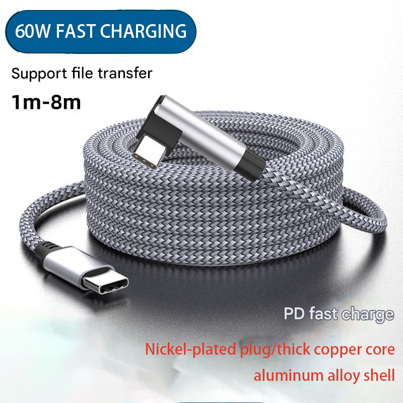 สายชาร์จขยายข้อศอก dual type c cable ชาร์จเร็ว pd 60w ชาร์จเร็ว สายชาร์จแบบถัก ctoc เหมาะสําหรับ Huawei