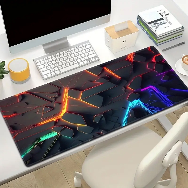 แผ่นรองเมาส์ ลายเส้น 3D มิติ ขนาดใหญ่ กันลื่น ฐานยาง สีสันสดใส แผ่นรองโต๊ะ สำหรับ คอมพิวเตอร์ ขนาด 80 / 90 / 100 / 120 ซม.