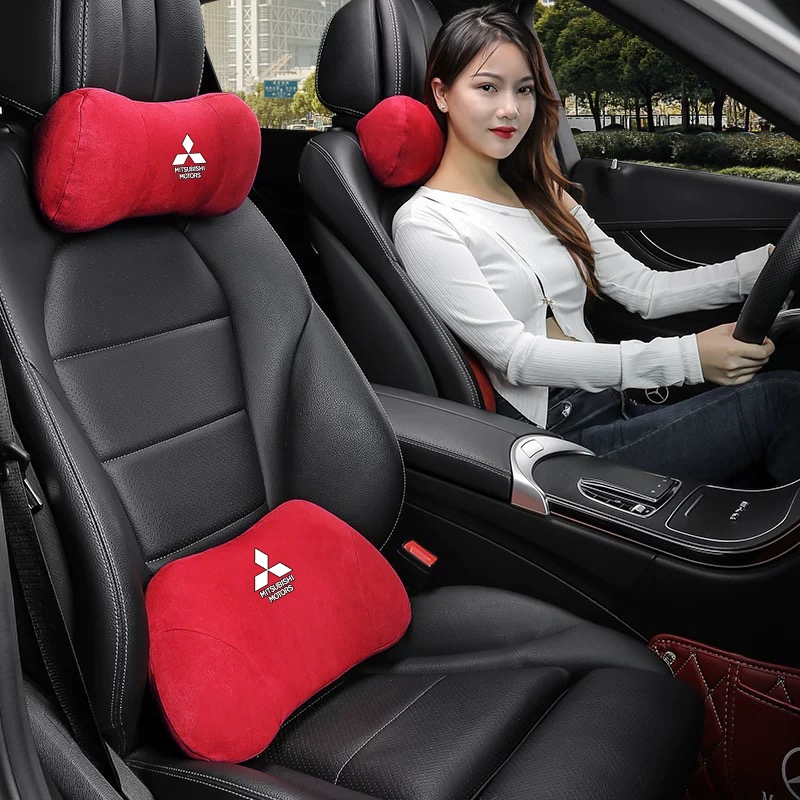 1 ชิ้นกํามะหยี่รถ Headrest คอป้องกัน Plush Auto เอวหมอนเบาะสําหรับ Mitsubishi X-pander Asx Lancer Pa