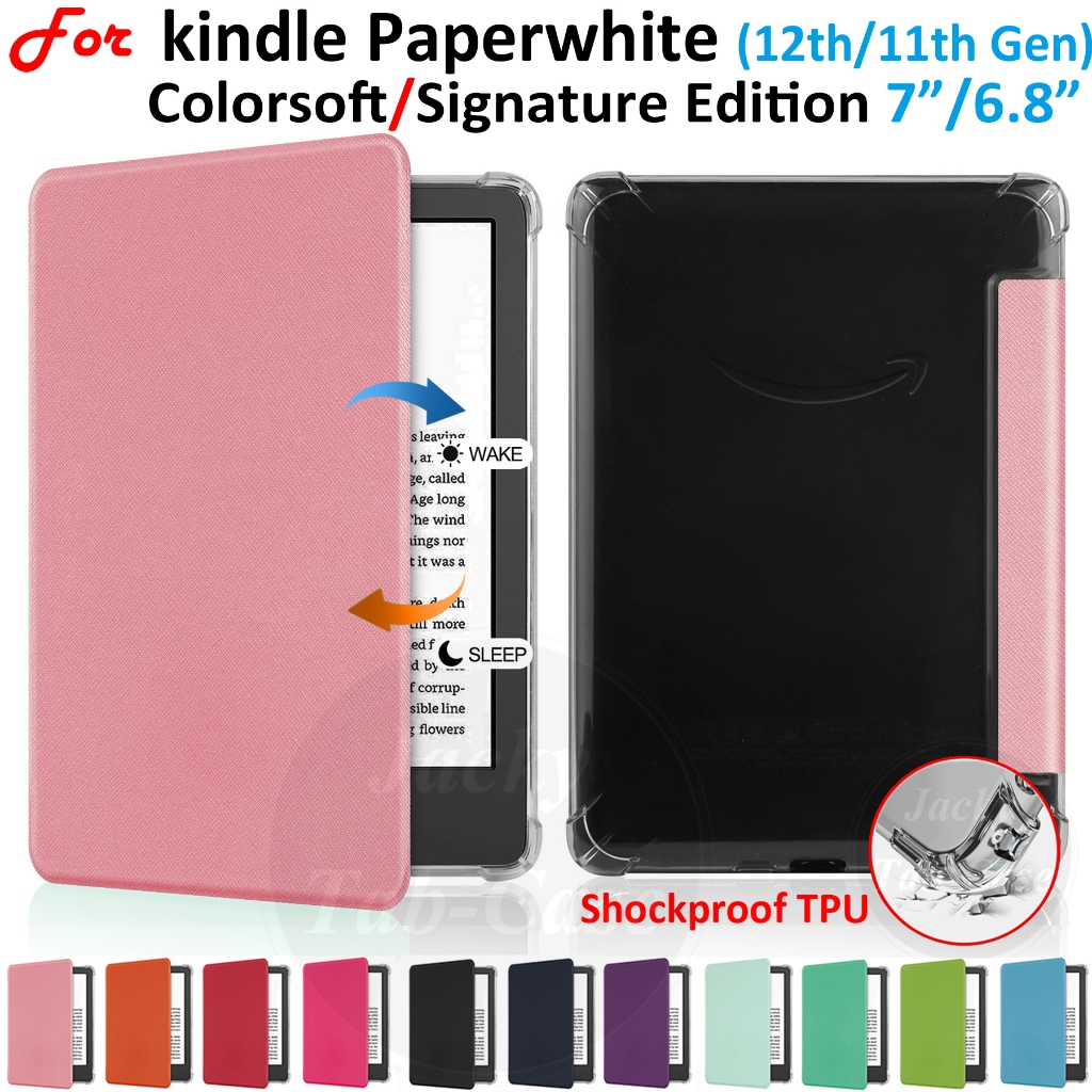 สําหรับ Kindle Colorsoft Signature Edition 7 "Paperwhite 12th 11th Generation E-book ฝาครอบหนังโปร่งใส Soft TPU กรณี KPW5 KPW6 Gne12 SA568B SA568P M2L3EK M2L4