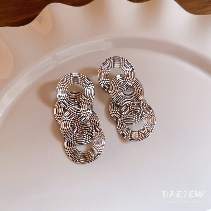 เดรช เข็มเงินโอ้อวดประสานพู่ต่างหูต่างหูสไตล์เย็นยุโรปและอเมริกา - รูปที่ 3