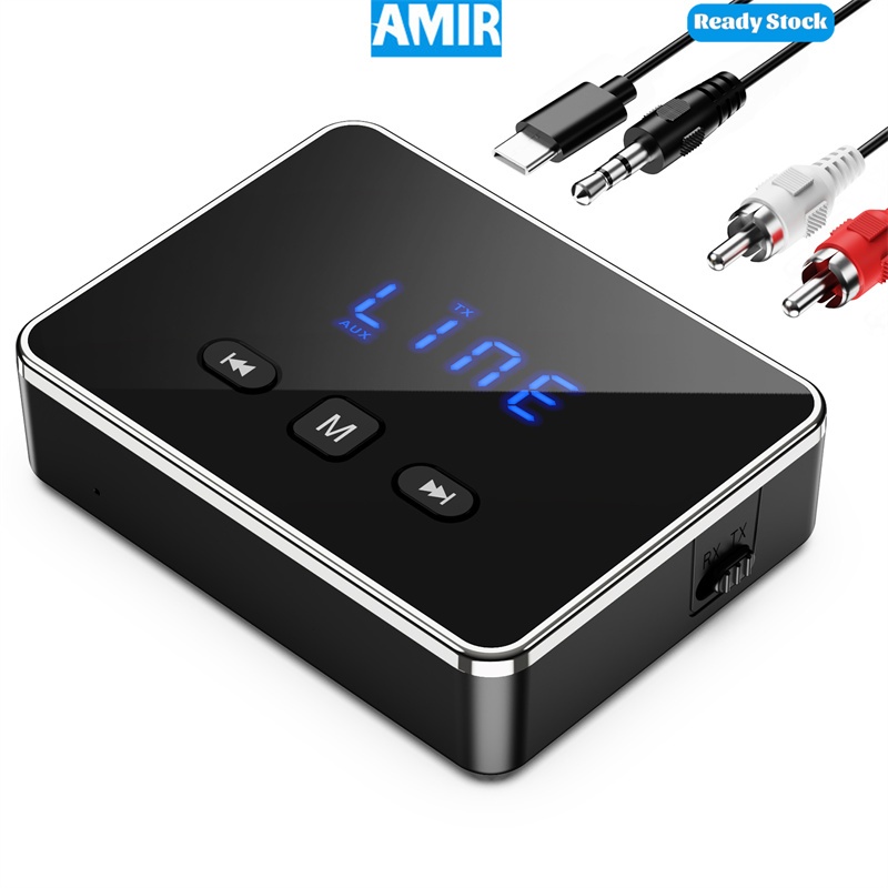 อะแดปเตอร์ AMIR บลูทูธ 5.4, 2 In 1 ตัวรับสัญญาณบลูทูธ, 3.5 มม.AUX + RCA + รองรับ TF USB Plug and Play Music Receiver สําหรับทีวี/ลําโพง/โฮมสเตอริโอ/แล็ปท็อป