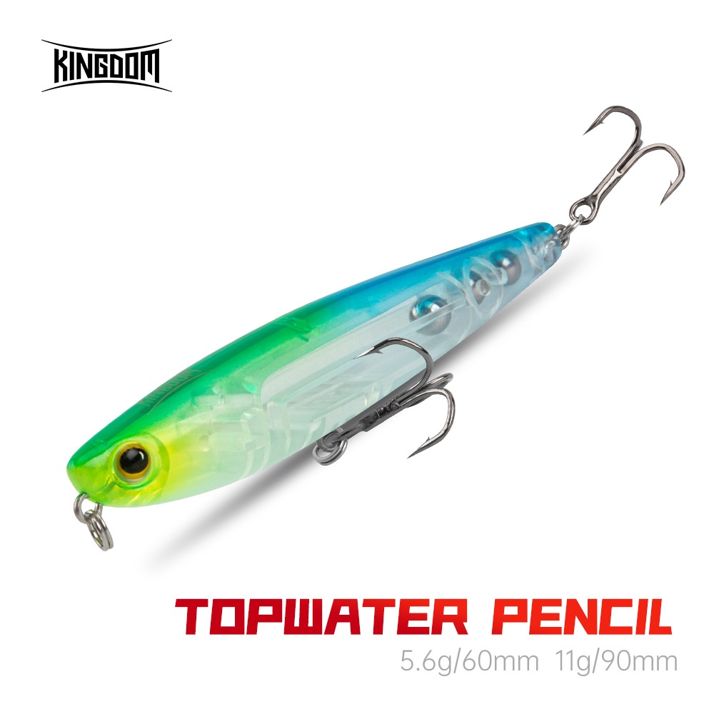 Kingdom Topwater Walk สุนัขตกปลา Lure 60m 90 มม.5.6g 11g ดินสอลอย ABS Lure Hard เหยื่อตกปลาประดิษฐ์ Wobblers พลาสติก Walker สําหรับ Bass Perch Pike Barracuda