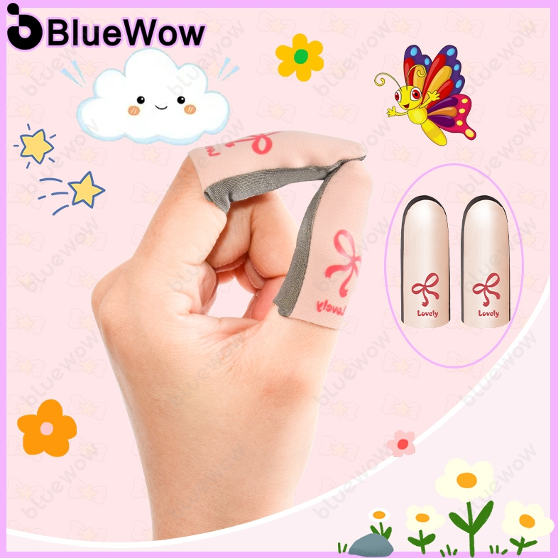 [Bluewow] Customiz--gaming Finger Sleeve Butterfly Series Sweat-Proof Finger Cover ถุงมือเกมมือถือสําหรับ PUBG Mobile Legend MLBB Breathable Finger Sleeve Silver Fiber Gaming Cover