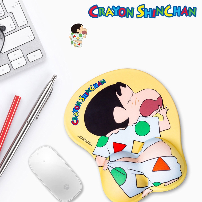 🔥 พร้อมส่ง💕 แผ่นรองเมาส์ซิลิโคน แผ่นรองเมาส์ชินจัง ลายการ์ตูนน่ารักง 3D กันลื่น พร้อมซิลิโคนรองข้อมมือ