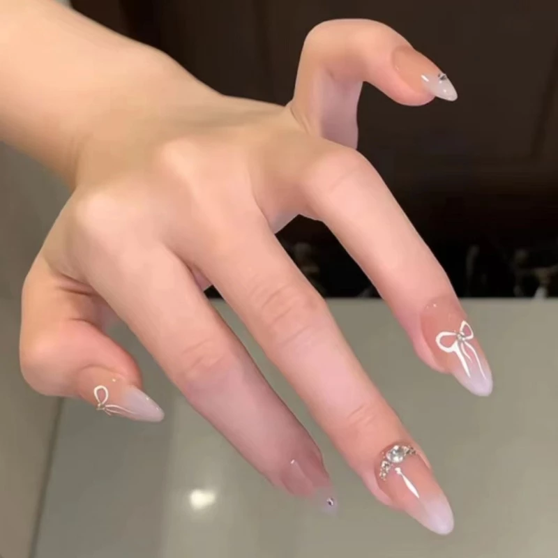 เล็บปลอม French Nail 24 ชิ้น พร้อมกาวอะคริลิค Full Nail thumbnail 6