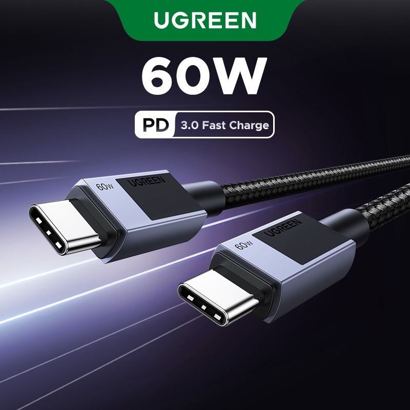 UGREEN PD60W สาย USB C 3A Fast สายชาร์จสําหรับ Macbook Samsung S24 Ultra Xiaomi Huawei USB C สายเคเบ