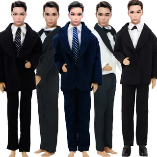 ธุรกิจอย่างเป็นทางการ Man ชุดสําหรับ 12 นิ้วเสื้อผ้า Tuxedo สีดําสีขาวเสื้อกางเกง Bridegroom ของเล่นตุ๊กตาอุปกรณ์เสริม (NO DOLLS)