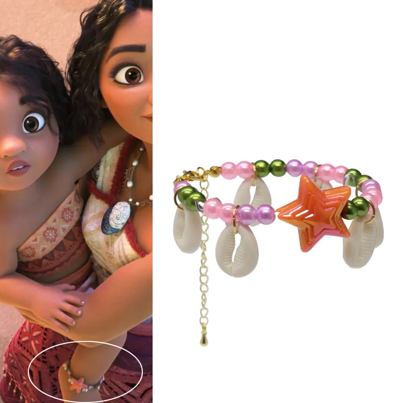 ภาพยนตร์ใหม่เจ้าหญิง Moana สร้อยข้อเท้าคอสเพลย์ Handmade สร้อยข้อมือเปลือกหอยสําหรับเด็กเครื่องประดับ Prop อุปกรณ์เสริมวันเกิด