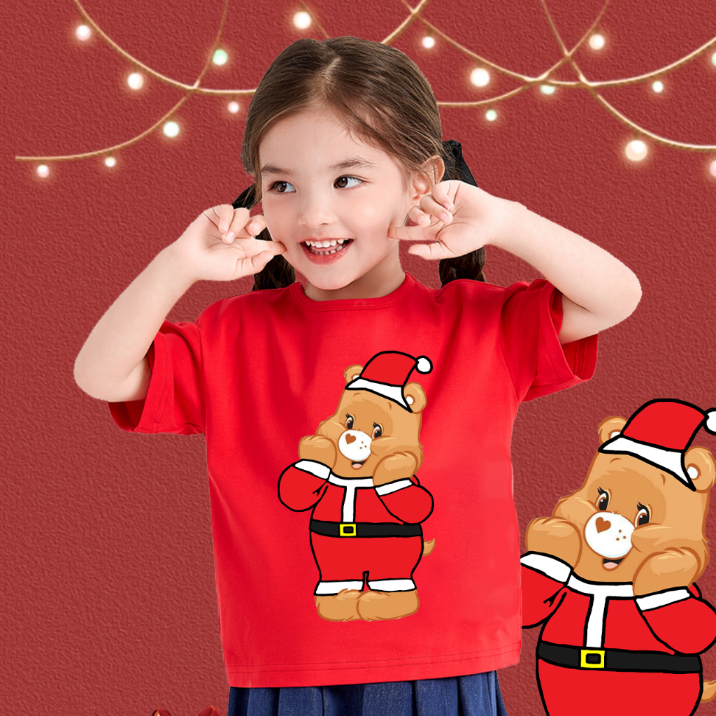 เสื้อเด็กคริสต์มาส แคร์แบร์ Carebear x ChrismasT-Shirt ผ้า ใส่สบาย ไม่หด ไม่ย้