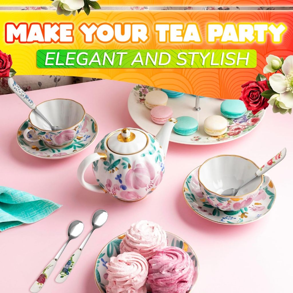 ช้อนกาแฟสแตนเลส6ชิ้นด้ามเซรามิกเหมาะสําหรับการผสม, น้ําตาล, ครัวไอศกรีมและอุปกรณ์จัดเลี้ยง - รูปที่ 7