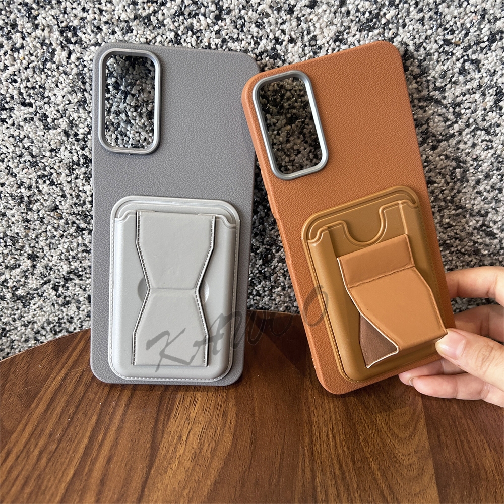 Oppo A54 A55 A16 A57 A77s A74 F19 A36 A76 Reno 4 5 6 7 8 หนังช่องเสียบการ์ดผิวกระเป๋าสตางค์ขาตั้ง Soft TPU ฝาครอบ
