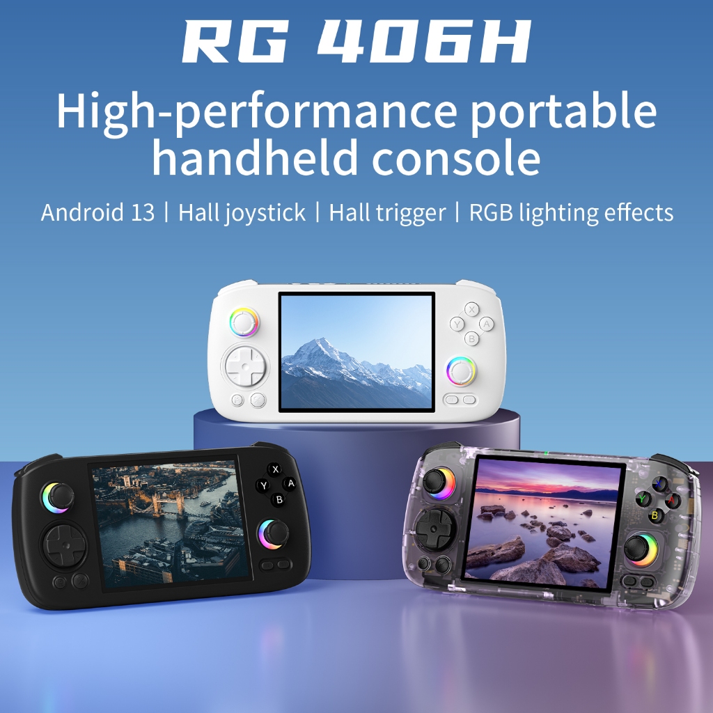 Anbernic RG406H Android เกมคอนโซล 4 นิ้ว Android 13 ระบบ Unisoc T820 โปรเซสเซอร์ Hall Trigger หน้าจอการฉายภาพไร้สาย