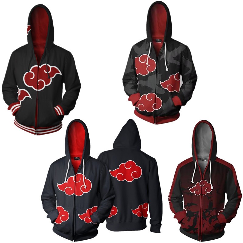 Naruto Zipper Hoodie Akatsuki Sweater การพิมพ์ดิจิตอล Jacket unsiex Outerwear