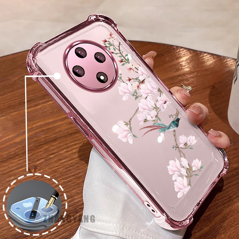 สําหรับ OPPO reno 12F 5G สี่มุม anti drop electroplated เคสโทรศัพท์ความงาม magpie รูปแบบนก TPU soft case