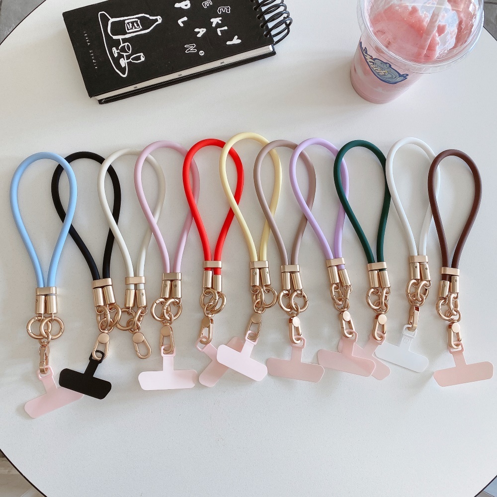 สายคล้องโทรศัพท์เชือกเส้นเล็กสั้นซิลิโคนพรีเมี่ยมรู้สึกสายรัดข้อมือป้องกันการสูญหาย ผู้มีอิทธิพล สไตล์