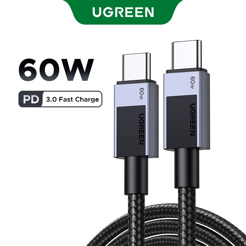 Ugreen PD60W สาย USB C 3A Fast สายชาร์จสําหรับ Macbook Samsung S24 Ultra Xiaomi Huawei USB C สายเคเบิลข้อมูล iPhone 16 Pro Max