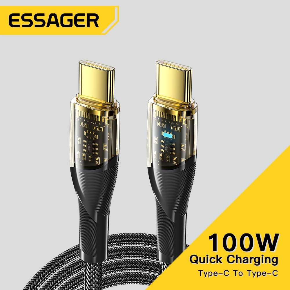 Essager สายชาร์จ USB C เป็น USB Type C สําหรับ Samsung Huawei Note 8 Pro 4.0 PD 60w 100W สําหรับ MBk Pro