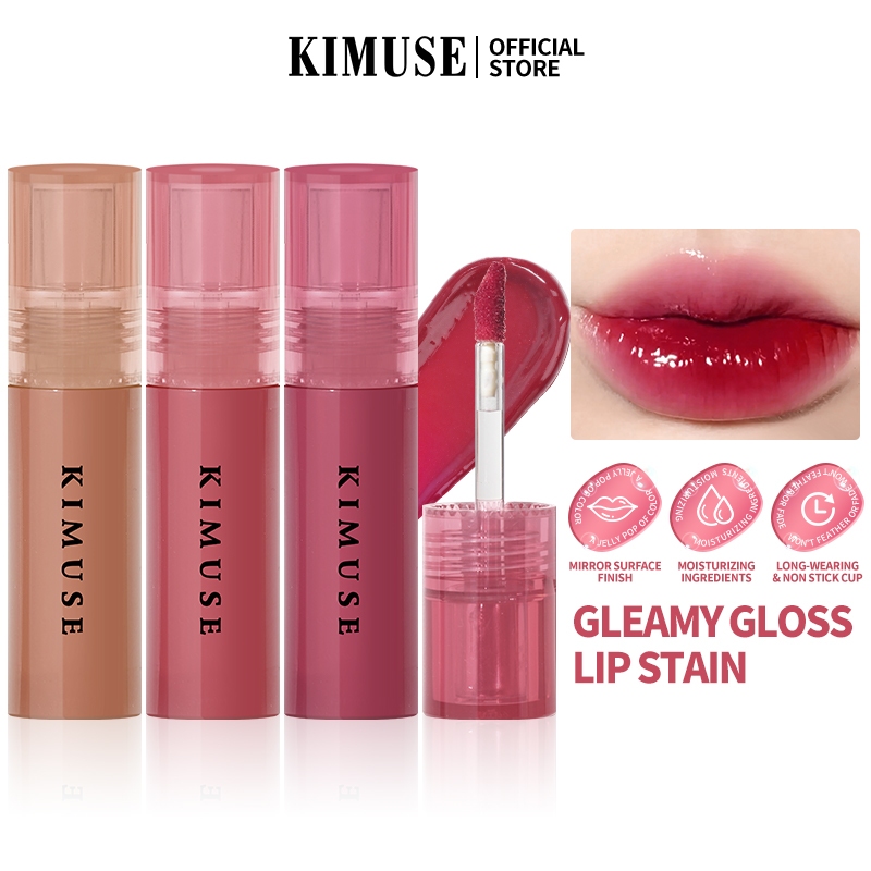 Kimuse Gleamy ลิปกลอส เพิ่มความชุ่มชื้น ลิปเยลลี่ เนื้อนุ่ม ติดทนนาน 2.5 มล พกพาง่าย