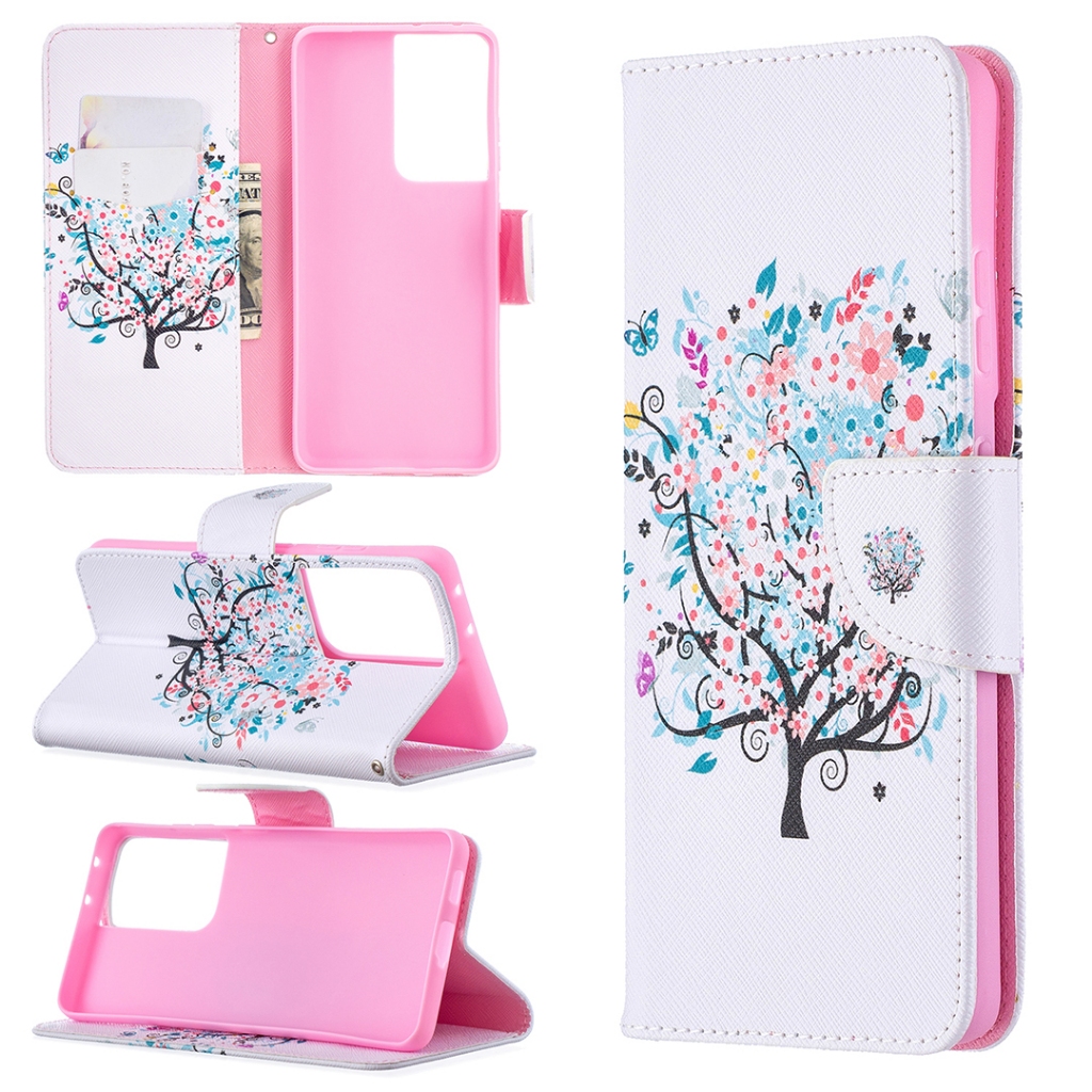 SAMSUNG สีชมพูน่ารักภาพวาดเคสโทรศัพท์สําหรับsamsung Galaxy A16 A55 A35 A15 A05 A05S A25 5G A03Sผู้ถือบัตรกระเป๋าสตางค์แม่เหล็กฝาครอบ