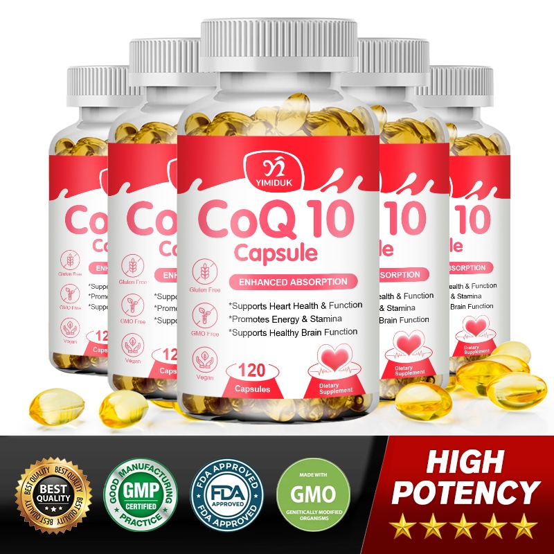 แคปซูล Ultra CoQ10 100 มก., การดูดซับที่ดีขึ้น 3 เท่า, สารต้านอนุมูลอิสระสําหรับสุขภาพหัวใจและการผลิตพลังงาน, โคเอ็นไซม์คิว10 วิตามินและอาหารเสริม, 120 แคปซูล