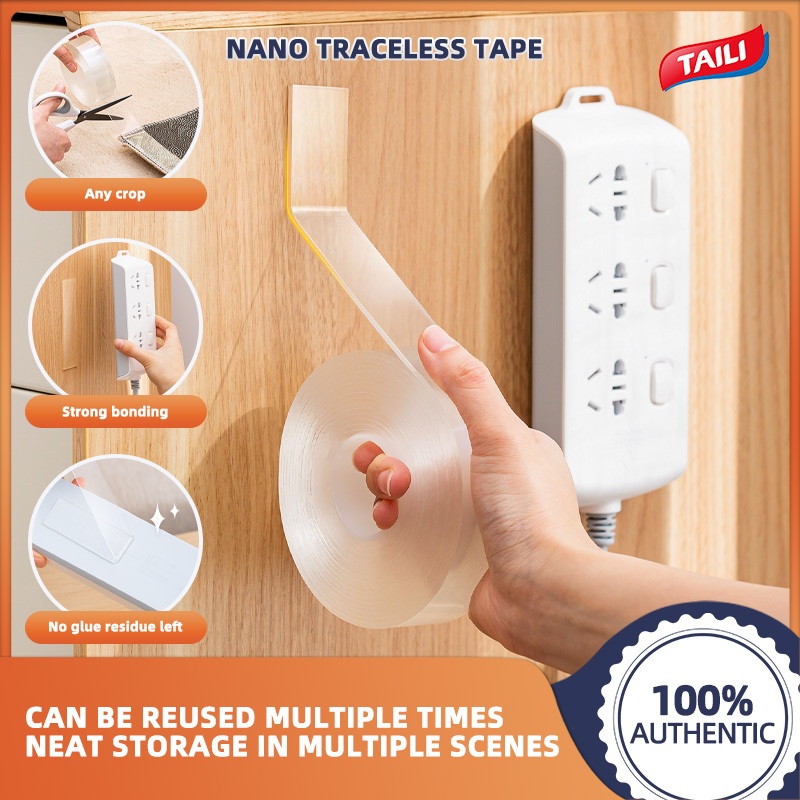 TAILI 1M/3M/5M เทปนาโนแบบไม่ทําเครื่องหมายมัลติฟังก์ชั่นสติกเกอร์สากลโปร่งใสสองด้าน Magic Strong
