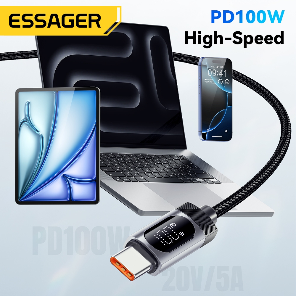 Essager High Current Usb-A/Type-C To Type-C Fast สายชาร์จชิป E-Marker แบบบูรณาการสําหรับ IP + Android - 1