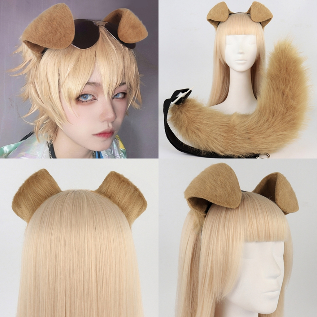 Alia น่ารัก-สุนัขหูแถบคาดศีรษะ Plush-สุนัขหูหางชุดอะนิเมะคอสเพลย์อุปกรณ์เสริม