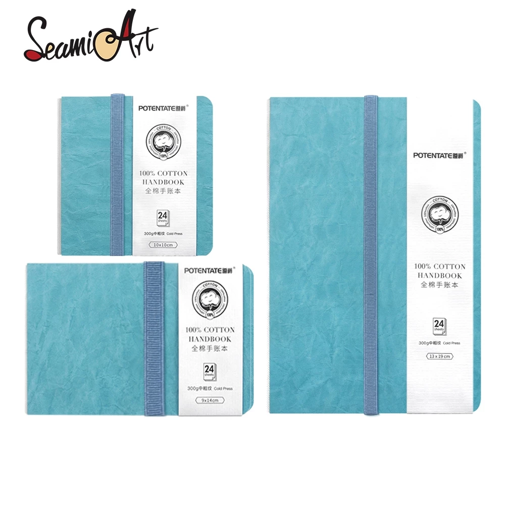 Seamiart สีน้ํา Journal Drawing Hand Notebook Sketch Pad ผ้าฝ้าย 100% 300gsm กดเย็น