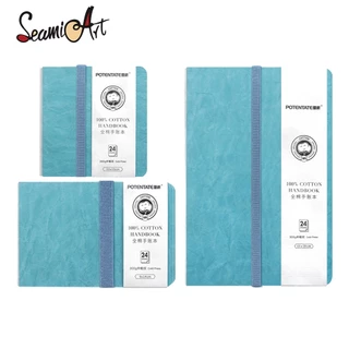 Seamiart สีน้ํา Journal Drawing Hand Notebook Sketch Pad ผ้าฝ้าย 100% 300gsm กดเย็น