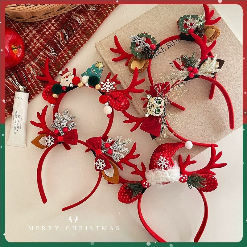[Magpie]คริสต์มาส Antler หูน่ารักเด็ก Hairbands เทศกาลแต่งตัว Headdress สาวการ์ตูนอุปกรณ์เสริมผม