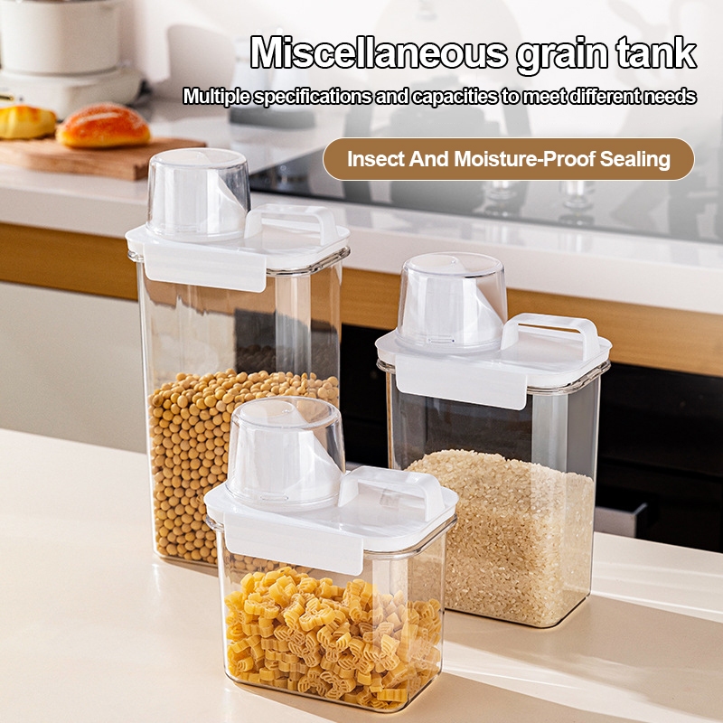 2.3l เครื่องจ่ายอาหารในครัวธัญพืช Tupperware ภาชนะเก็บอาหาร Bekas Simpanan Kering pla วัสดุ