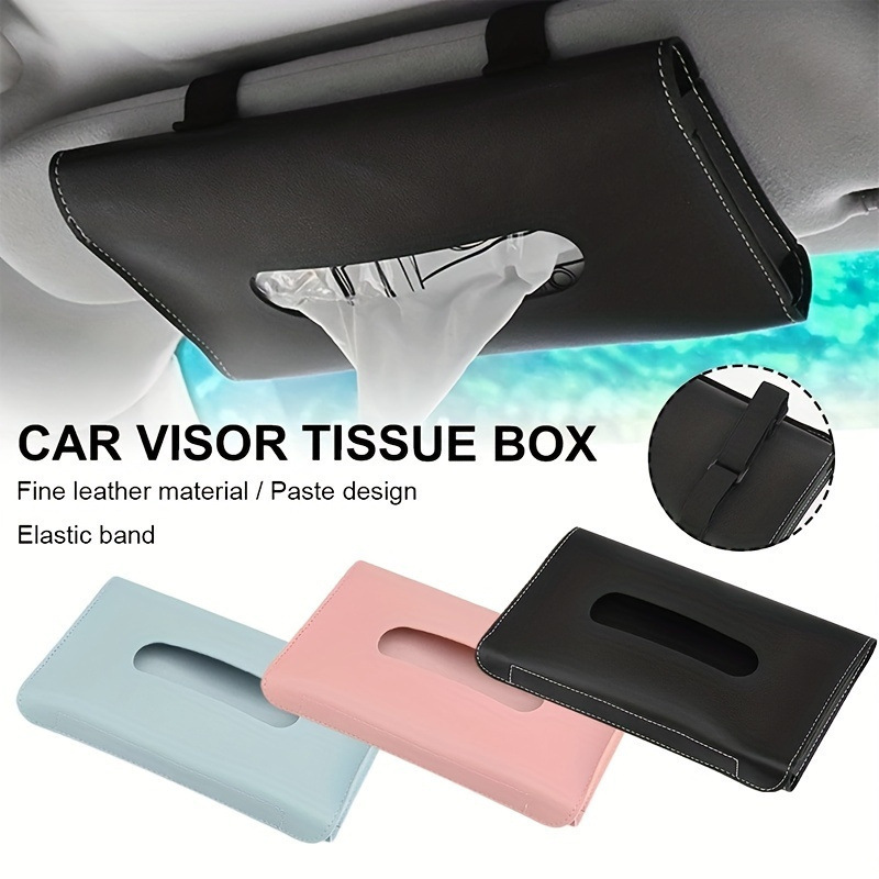 1 Pc PU หนังรถ Sun Visor กระดาษทิชชูแบบพกพากล่องเก็บกระดาษทิชชูแขวนหน้ากากเก็บกระเป๋า