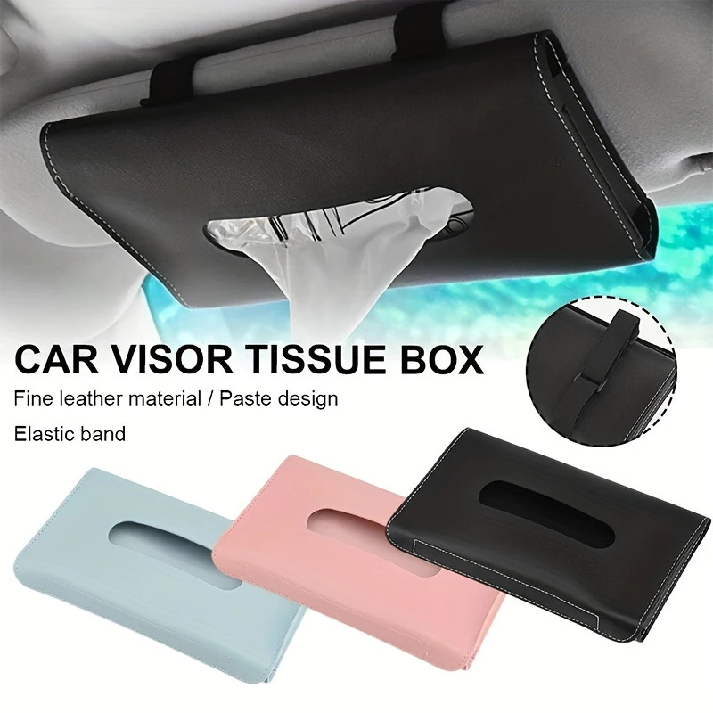 1 Pc PU หนังรถ Sun Visor กระดาษทิชชูแบบพกพากล่องเก็บกระดาษทิชชูแขวนหน้ากากเก็บกระเป๋า