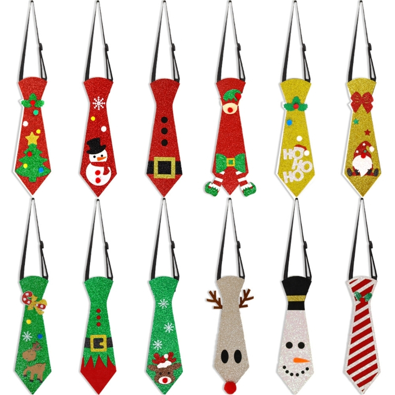 Alia Felt Christmas Ties ตกแต่งคริสต์มาส Snowman Elk เด็ก Ties Party Stuff