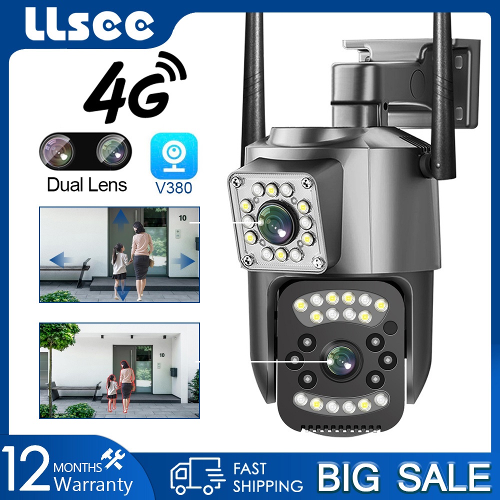 LLSEE V380 Pro 4g ซิมการ์ดกล้องวงจรปิด ptz wifi กล้องวงจรปิดไร้สายกล้องกลางแจ้งกันน้ำ 4K 8MP IR Nigh