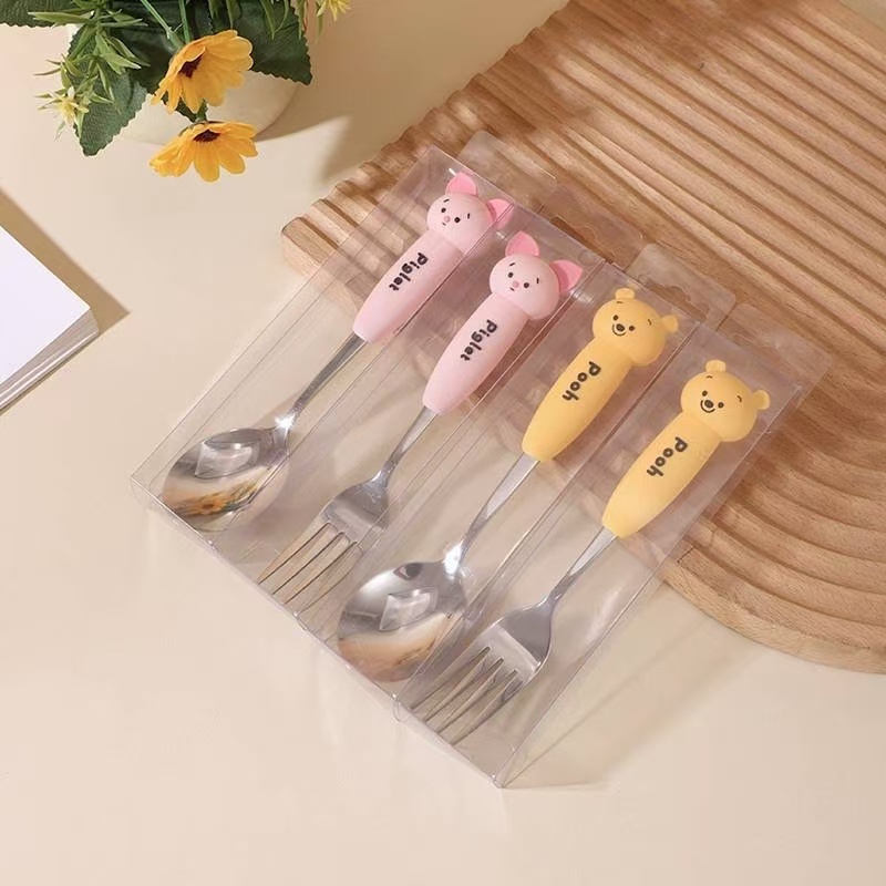 🥢Disney ตะเกียบ ช้อน ส้อม    ชุดช้อนส้อม  ช้อนเด็ก  Kid Spoon Fork Set    ชุดช้อนส้อมเด็ก ช้อนส้อมลายการ์ตูน แสตนเลสหนาอย่างดี พร้อมกล่องพกพาสะดวก