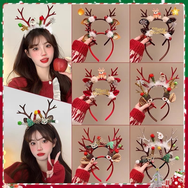 [Magpie]ที่คาดผมคริสต์มาส Elk Ears Girls Cute Childrens Accessories Holiday Dress Up New Headgear