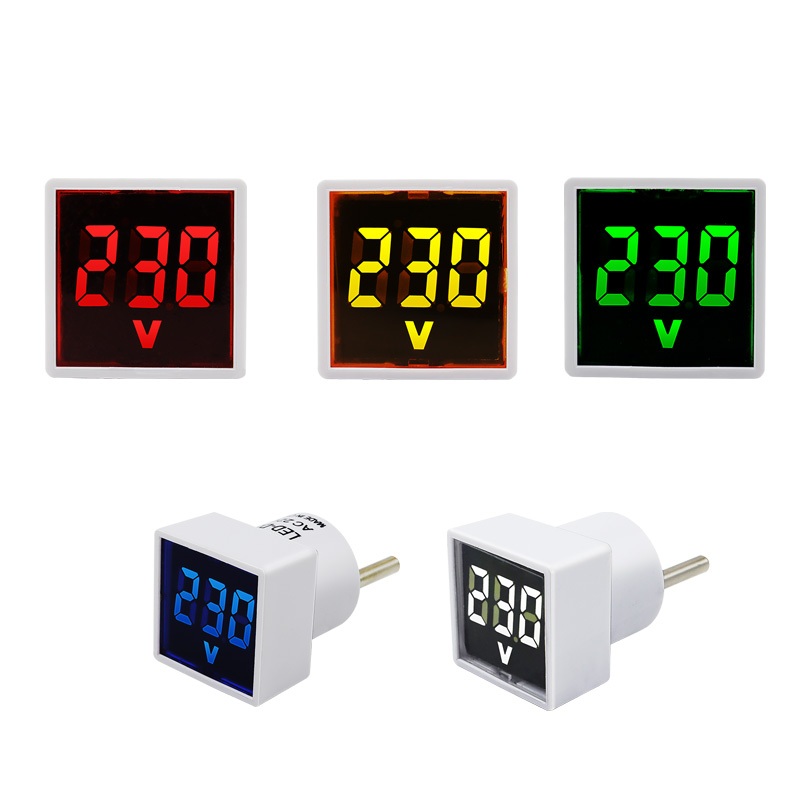 AC 220V LED จอแสดงผลดิจิตอลเครื่องวัดแรงดันไฟฟ้า EU Plug โวลต์มิเตอร์สี่เหลี่ยม
