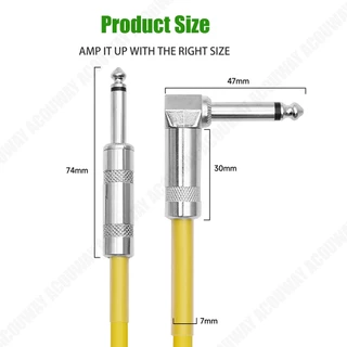 ACOUWAY กีตาร์สายลดเสียงรบกวนสายไฟมุมขวาตรงสําหรับกีตาร์ไฟฟ้าเบสไมค์แอมป์