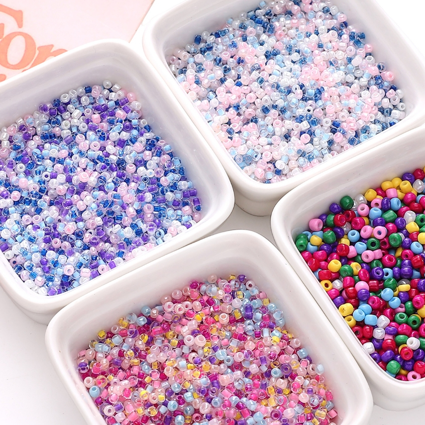 [2 มม.] ผสมสีแก้วข้าวลูกปัดผสมสีข้าวลูกปัดโซ่อุปกรณ์เสริม DIY แฟชั่นทําด้วยมือ