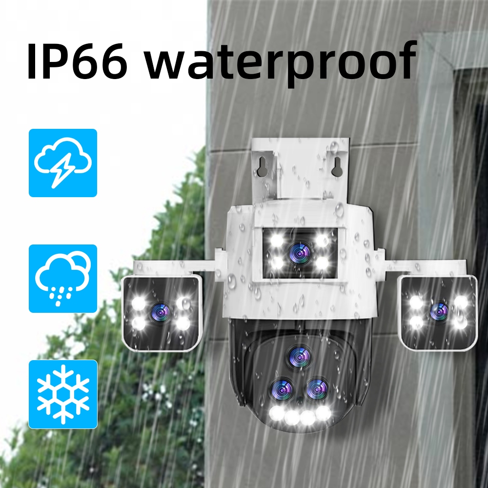 LLSEE ห้าเลนส์สามหน้าจอ 20 เท่าออปติคัลซูม 8K 20MP WIFI ไร้สายกลางแจ้งกล้องวงจรปิดกันน้ำ PTZ หมุน 360 IP กล้องรักษาความปลอดภัย Night Vision ที่มีสีสันการตรวจสอบสัญญาณเตือนการติดตามการโทร