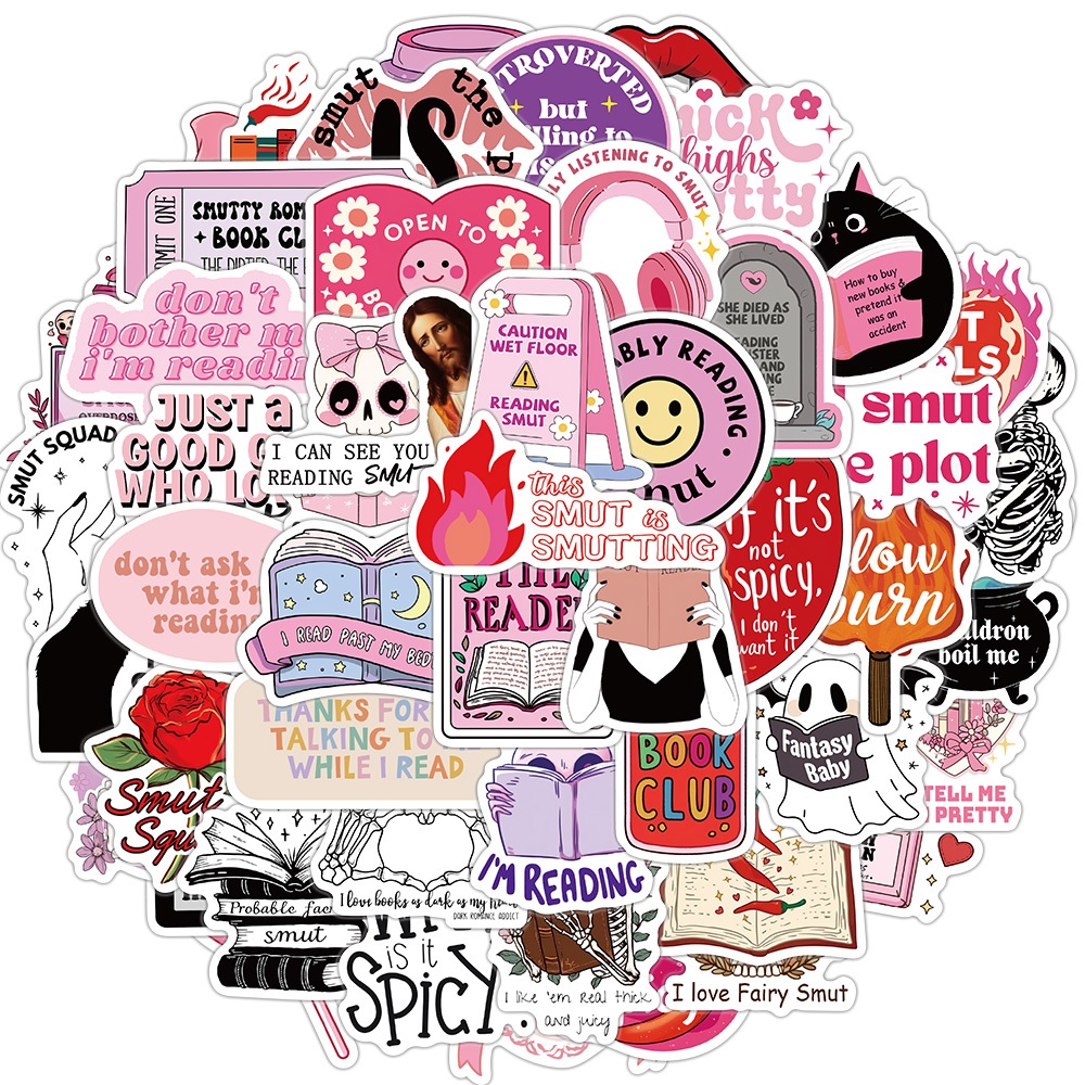 [สติกเกอร์ขนาดใหญ่] 50 ชิ้นสีชมพู Smuut Bookish Reader สติกเกอร์ความงามรักน่ารักสาว Decals สําหรับ Kindle Ipad โทรศัพท์แล็ปท็อปไดอารี่ตกแต่งสติกเกอร์แพ็ค
