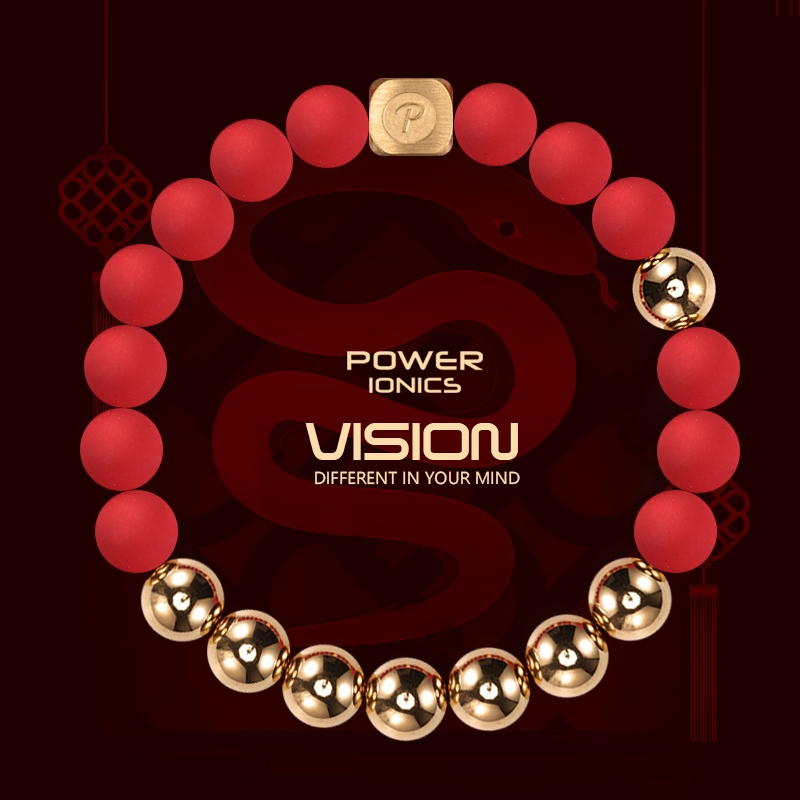 Power IONICS FDA ลงทะเบียน Anions ซิลิโคน 18K Gold Plated Bead กําไลข้อมือยืดหยุ่น Engrave