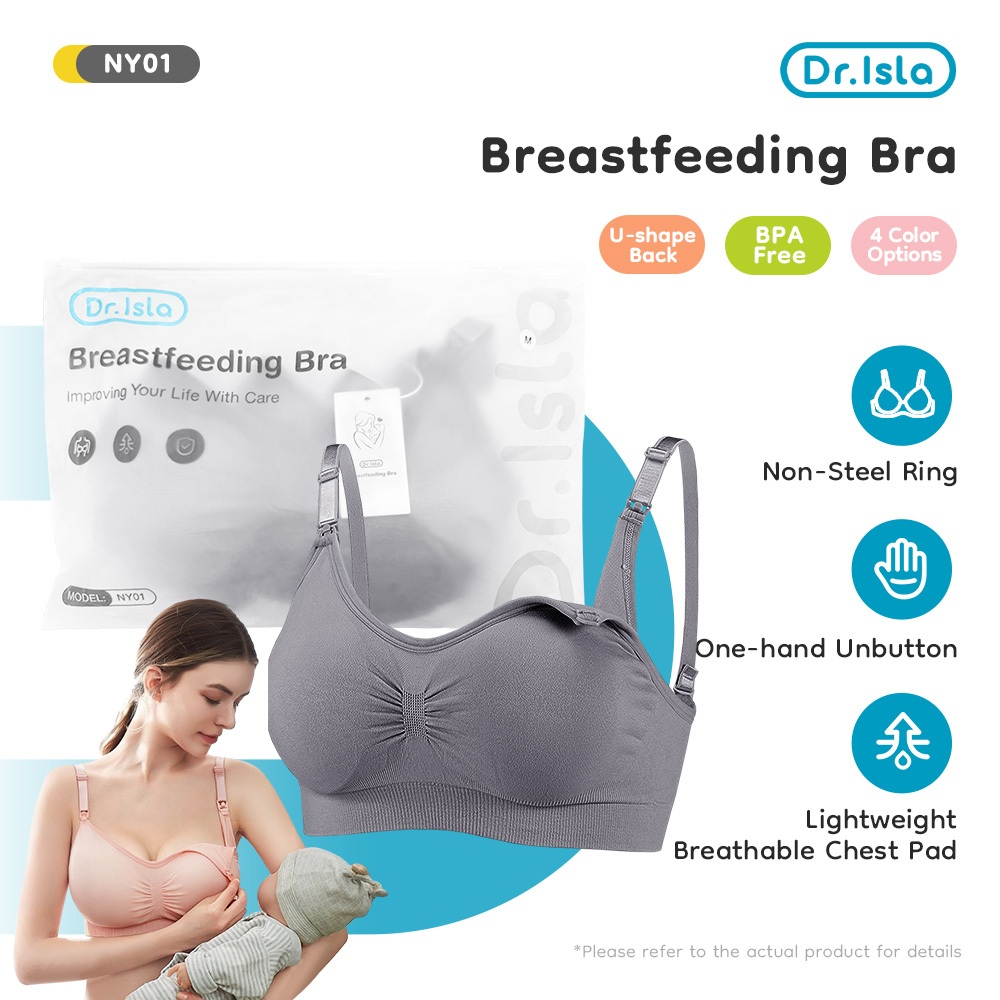 Dr.isla เสื้อในให้นม ใส่ปั๊มนมได้ เสื้อในคนท้อง ชุดชั้นในให้นม ระบายอากาศ สำหรับคนท้องหรือคุณแม่ให้นมบุตร NY01